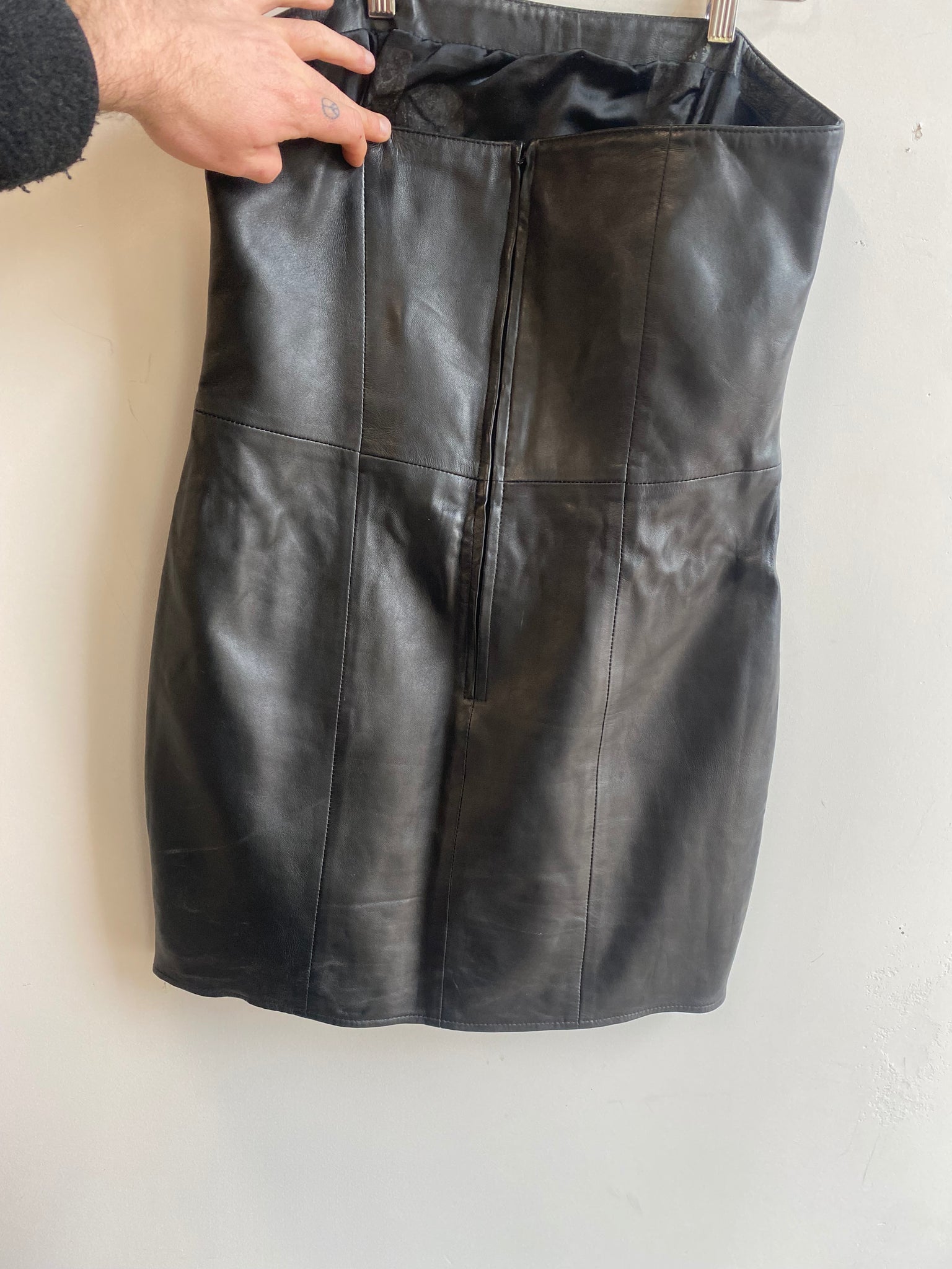 Y2K "Hugo Buscati" Leather Strapless Dress