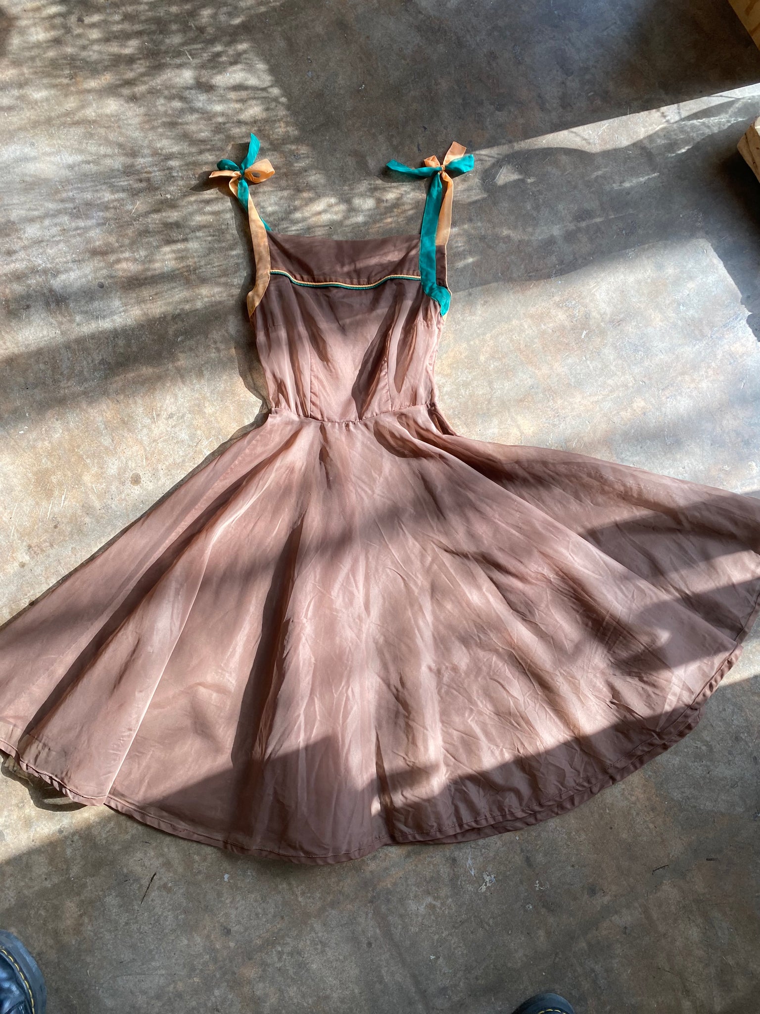 50s Sheer Organza Tie Strap Dress