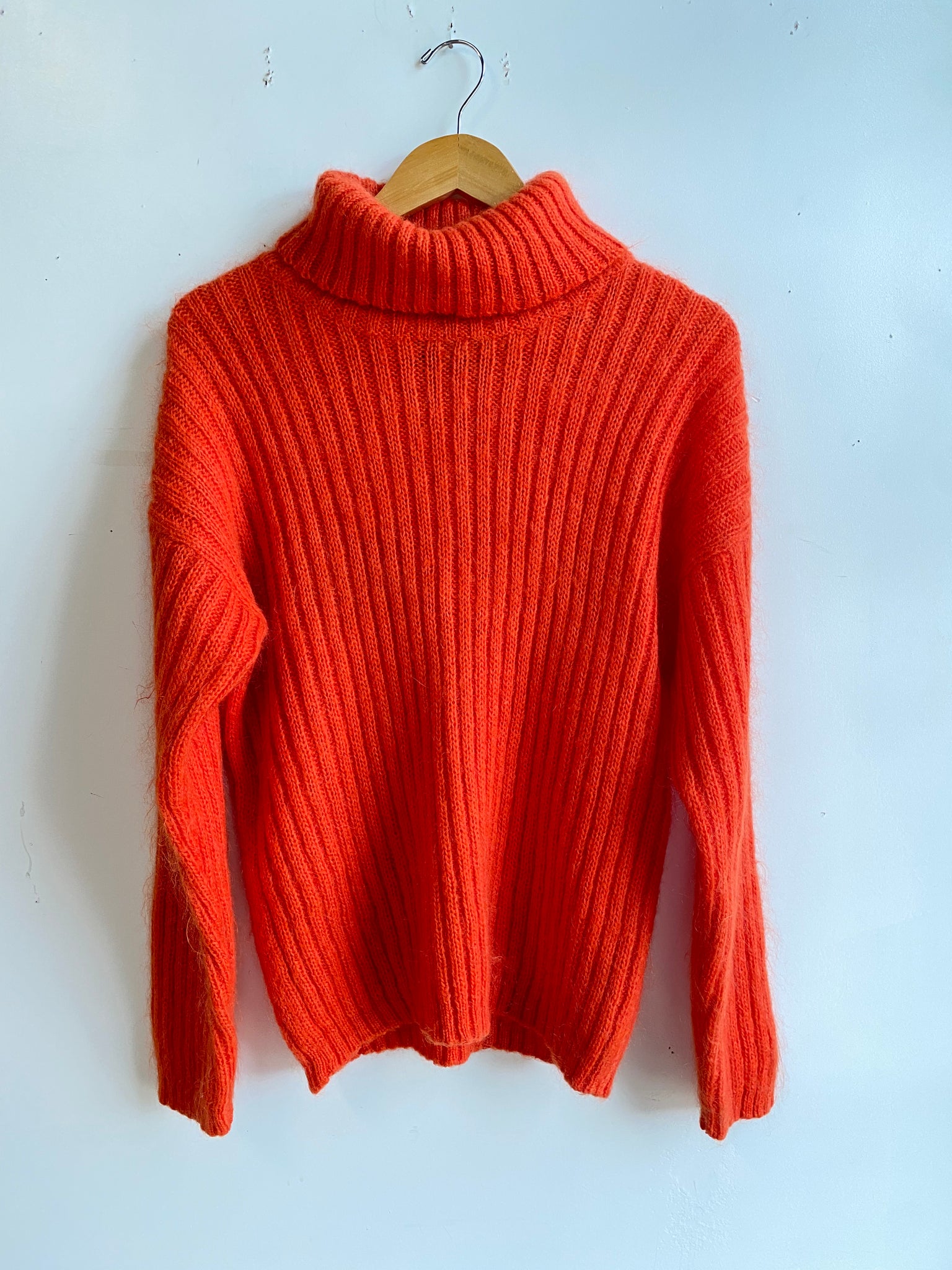 Orange Mohair Blend Turtleneck Sweater