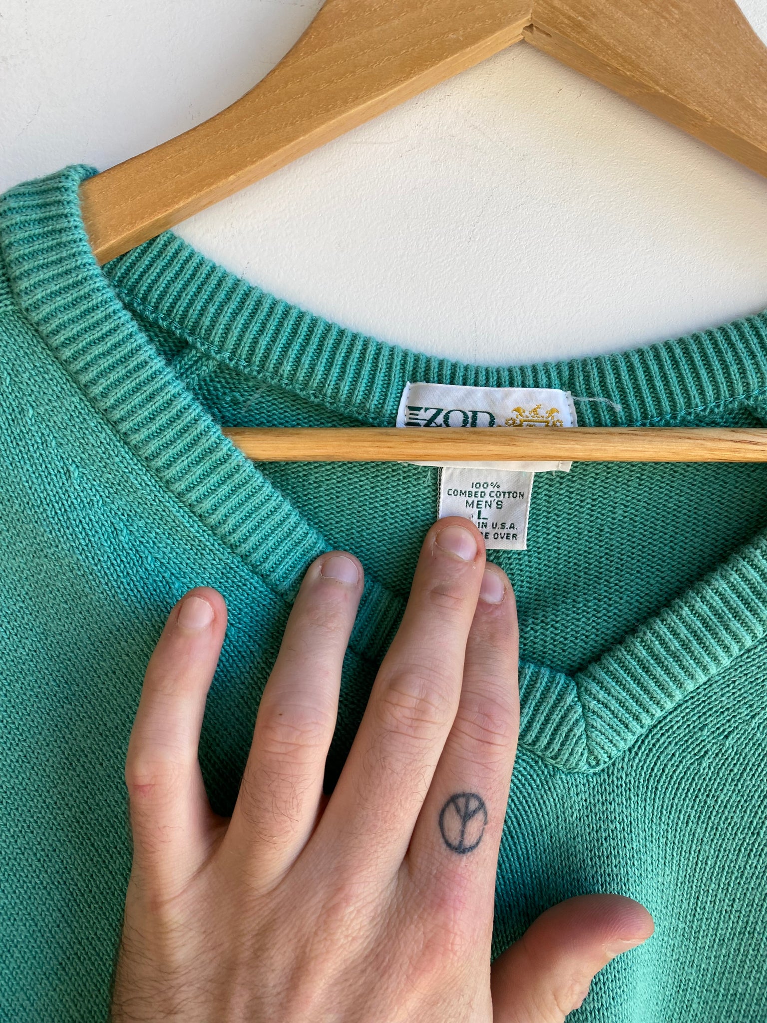 Turquoise Izod Knit Cotton Pullover