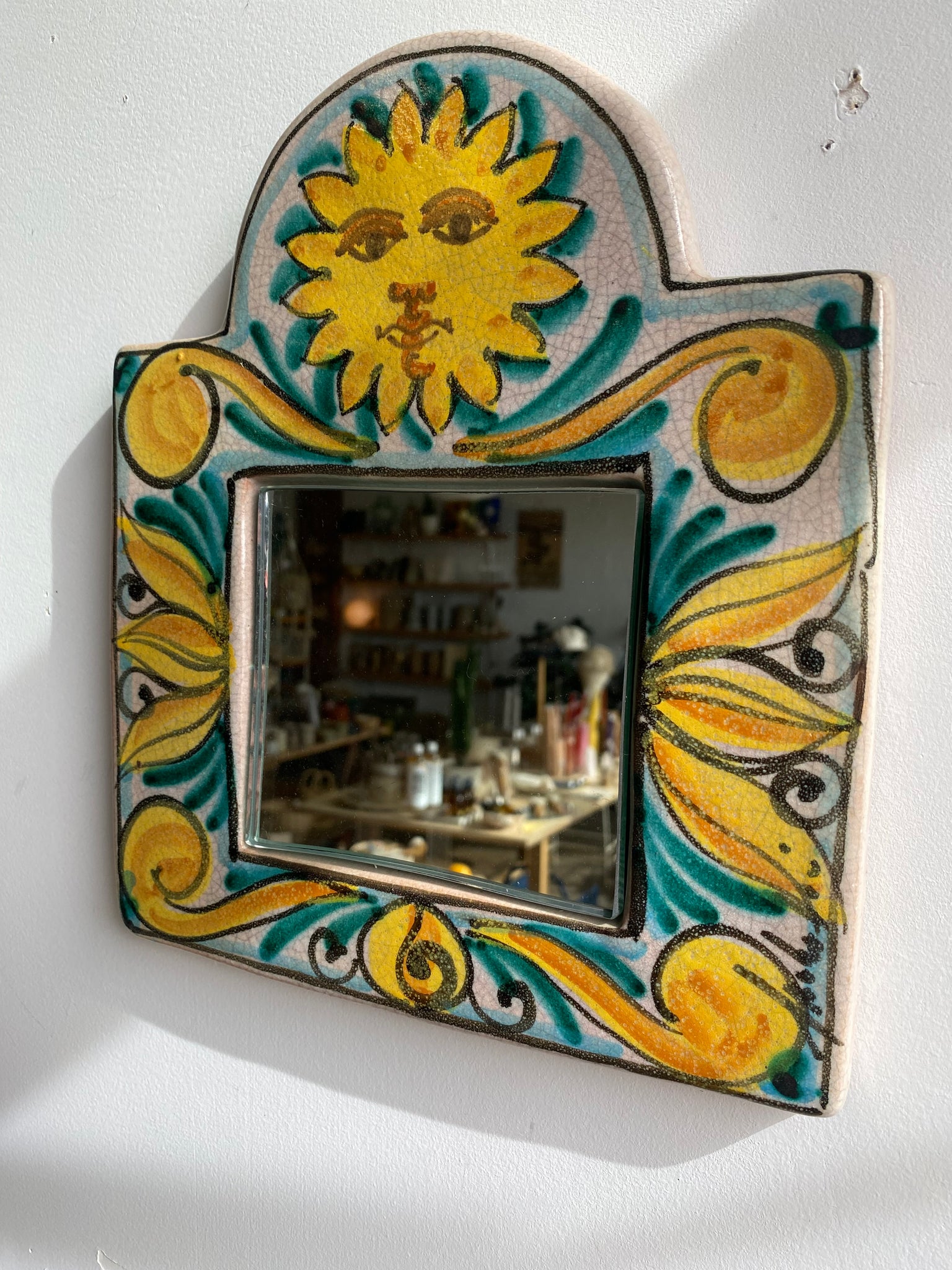 VTG Handpainted Ceramic Sun Mirror