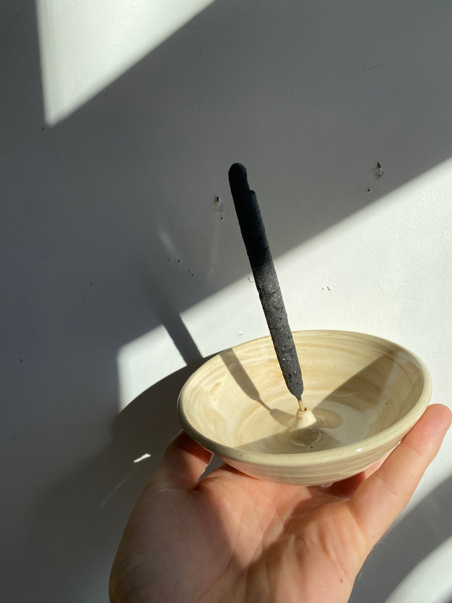 Handmade Striated Pottery Stick Incense Burner