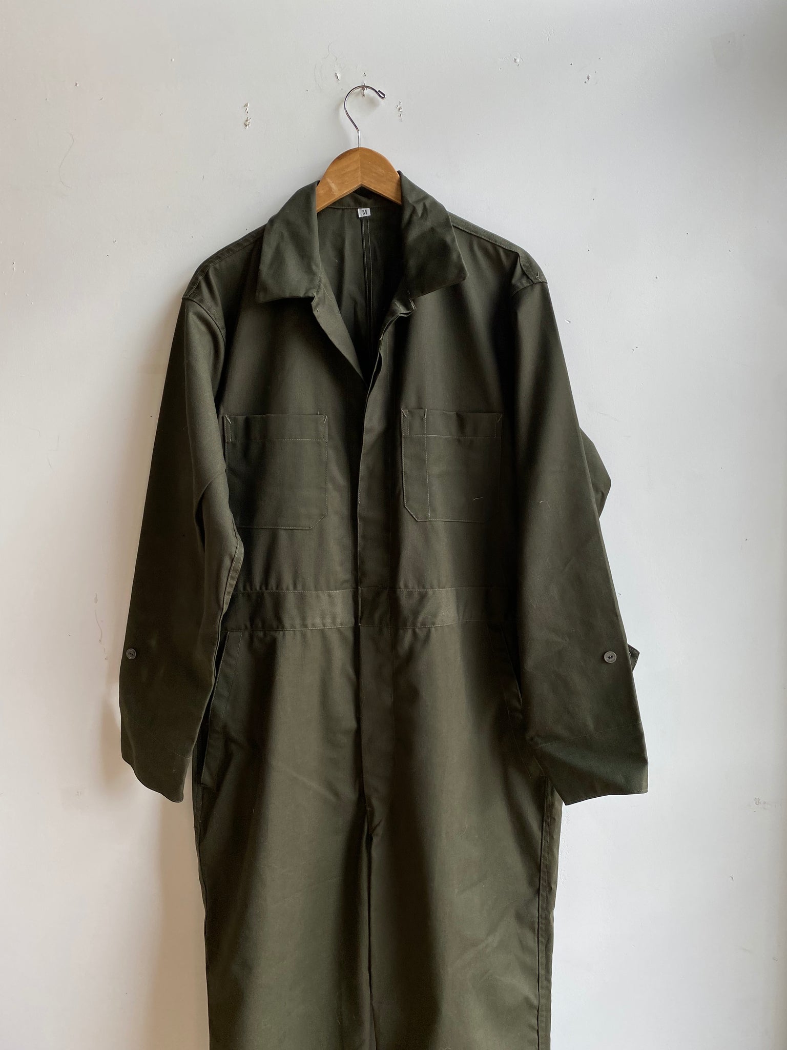 Green Military Style Button Front Jumpsuit