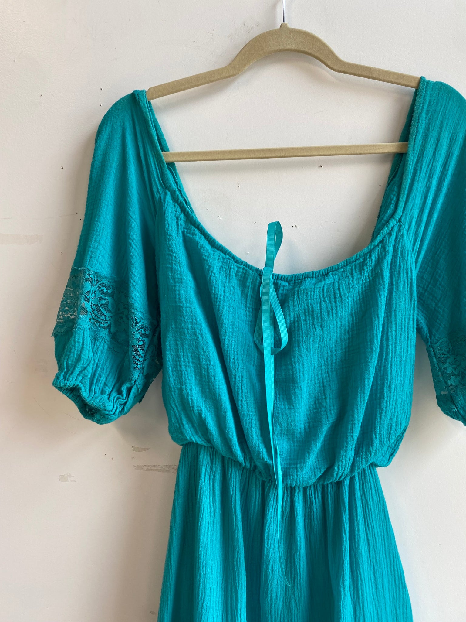 Turquoise Gauzy Cotton Dress