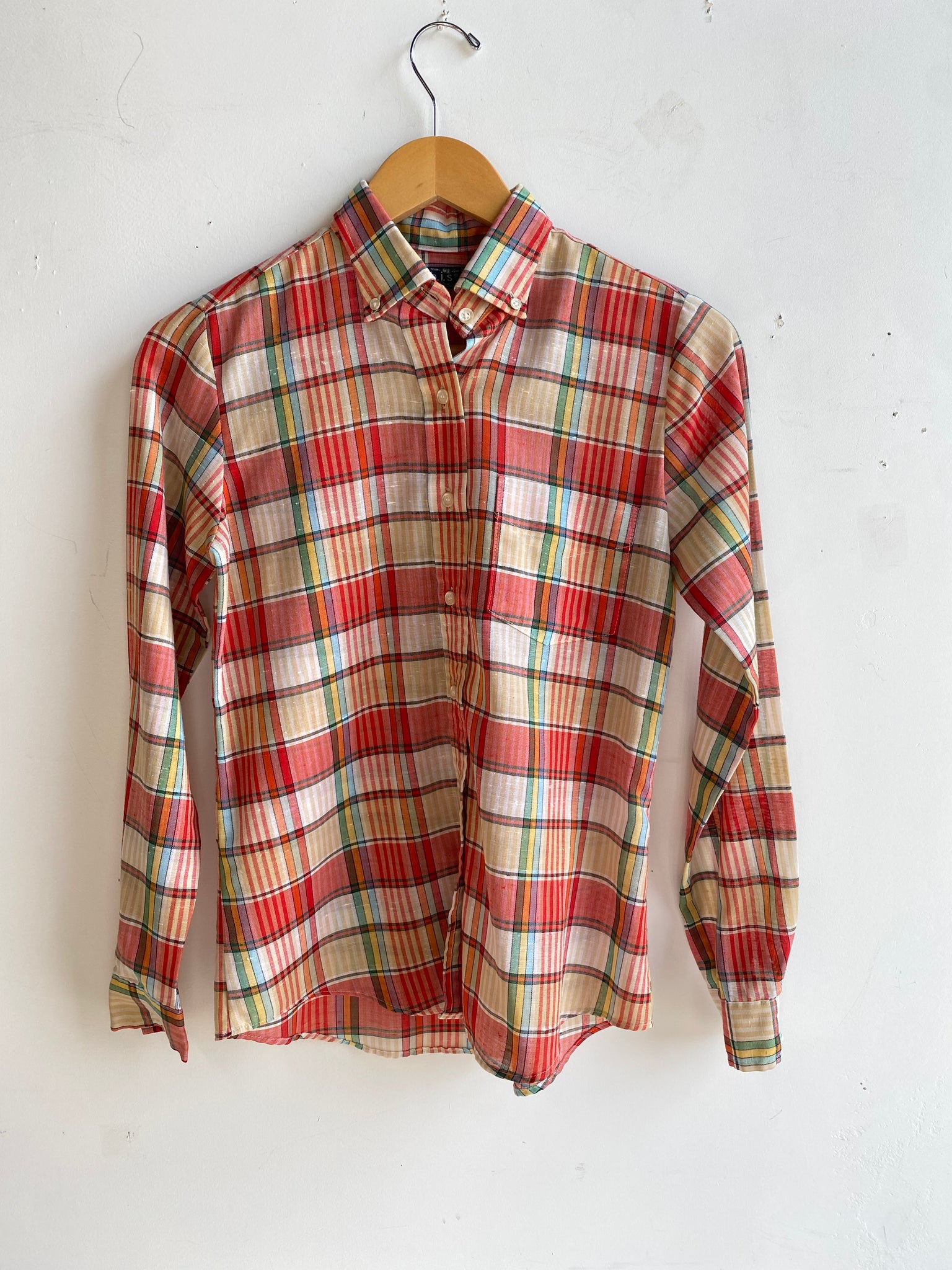 70s Sheer Multi Colored Button Up