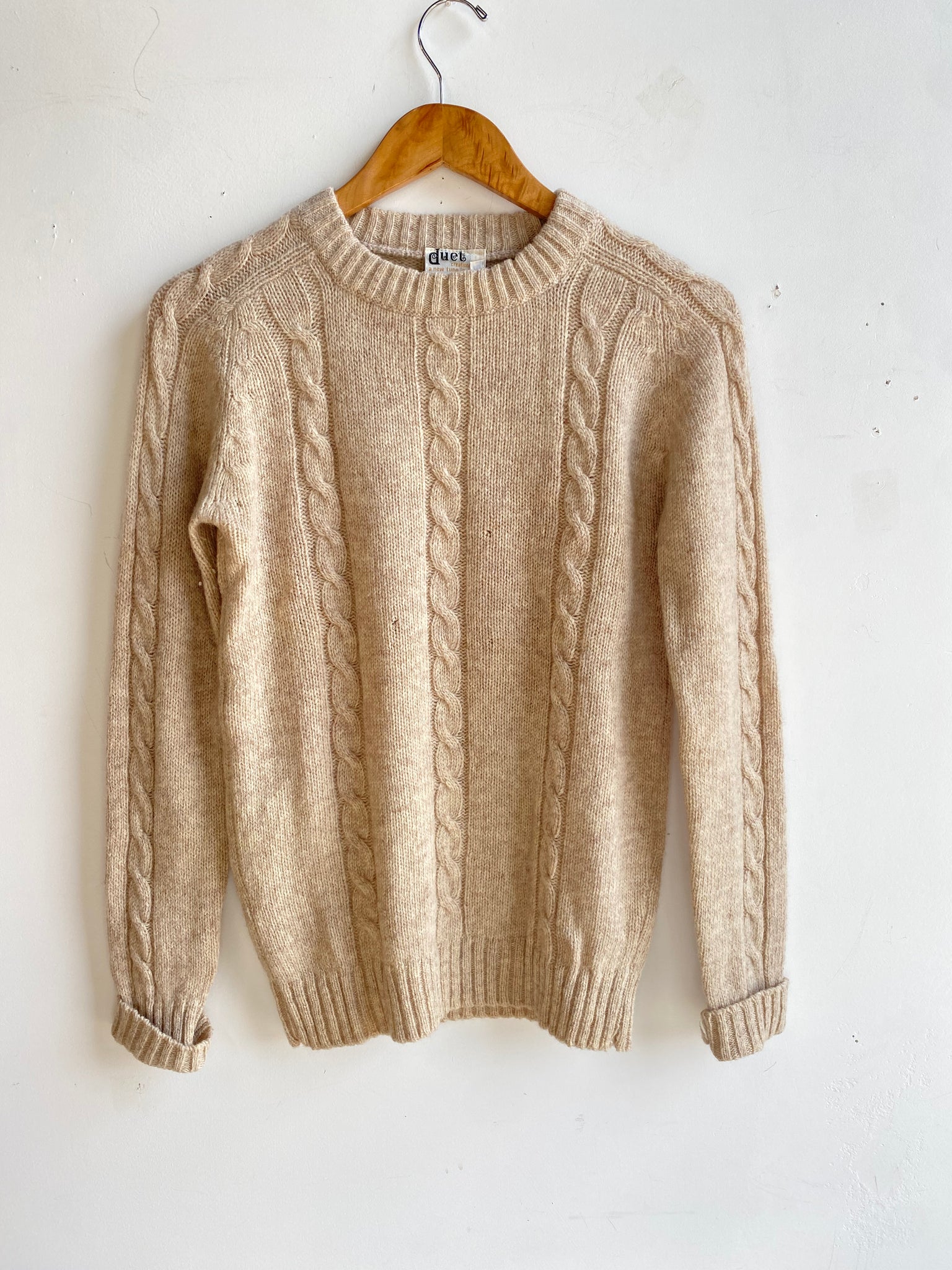 60s Beige Wool Knit Pull Over