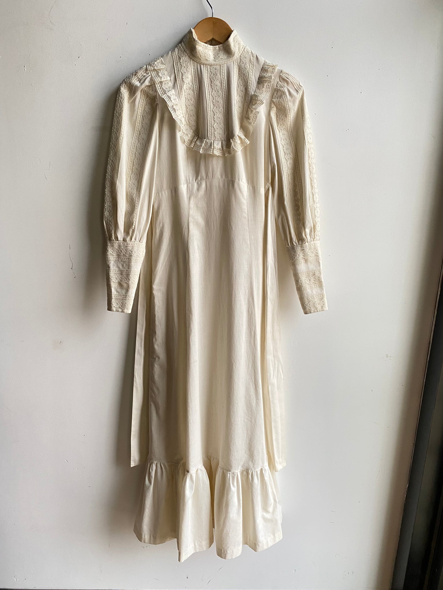 60s White Cotton Prairie Dress