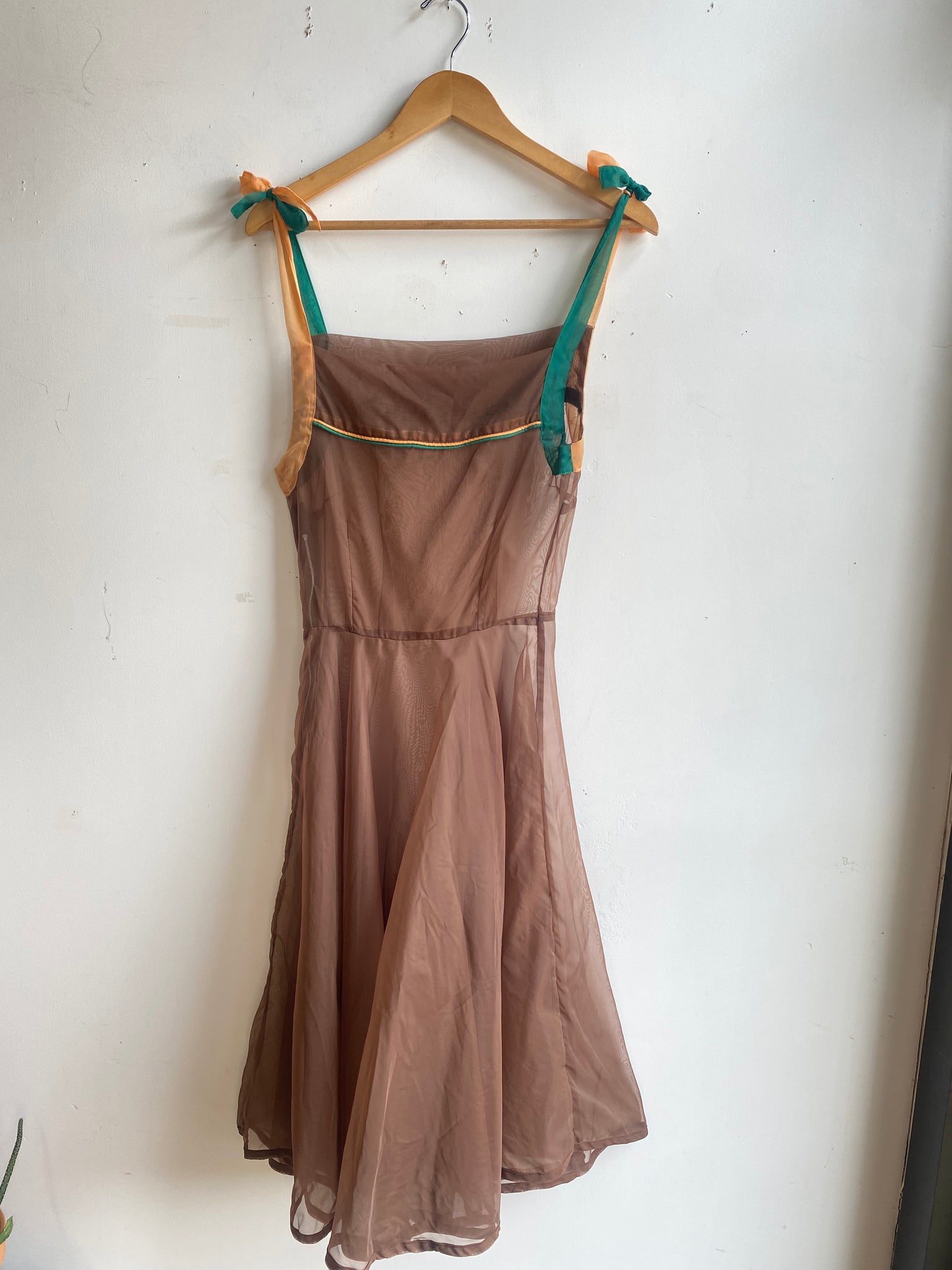 50s Sheer Organza Tie Strap Dress