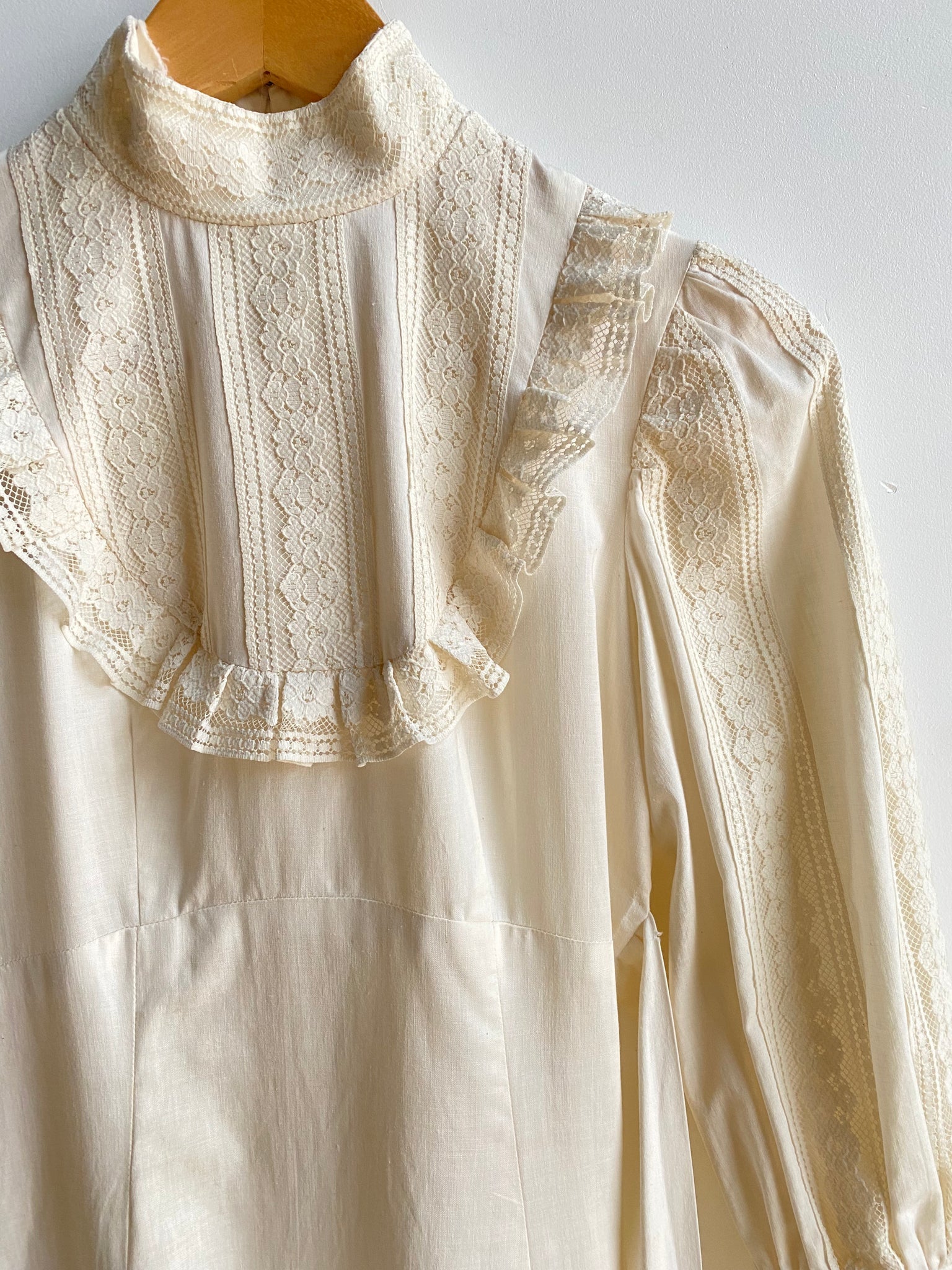 60s White Cotton Prairie Dress