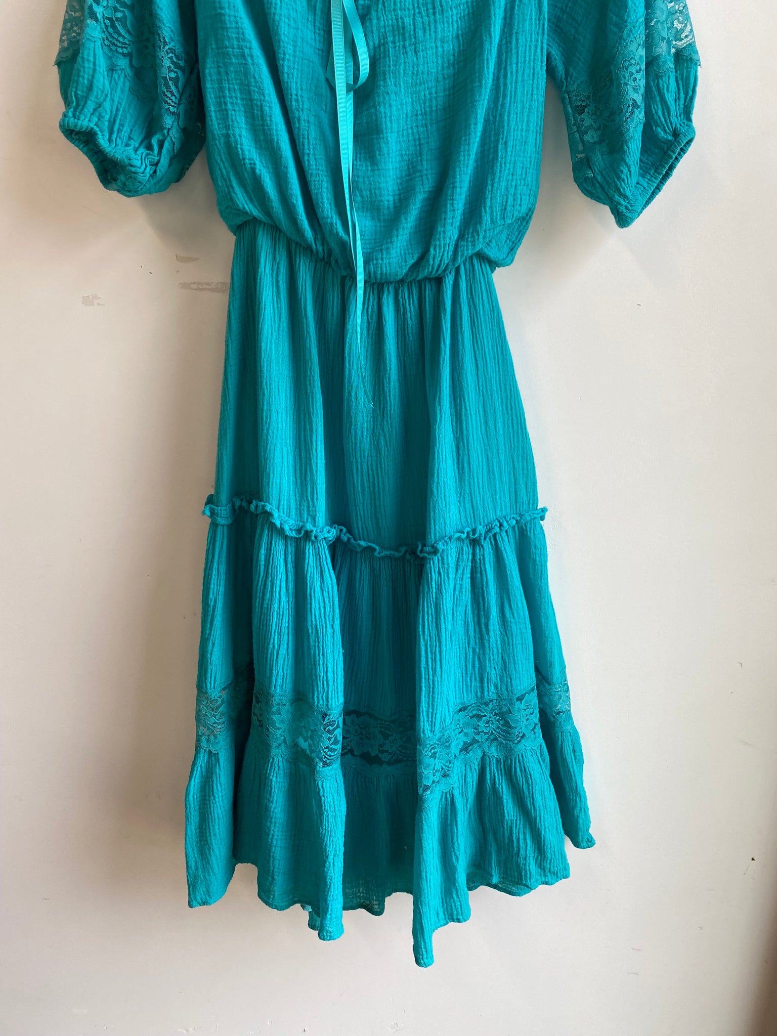Turquoise Gauzy Cotton Dress