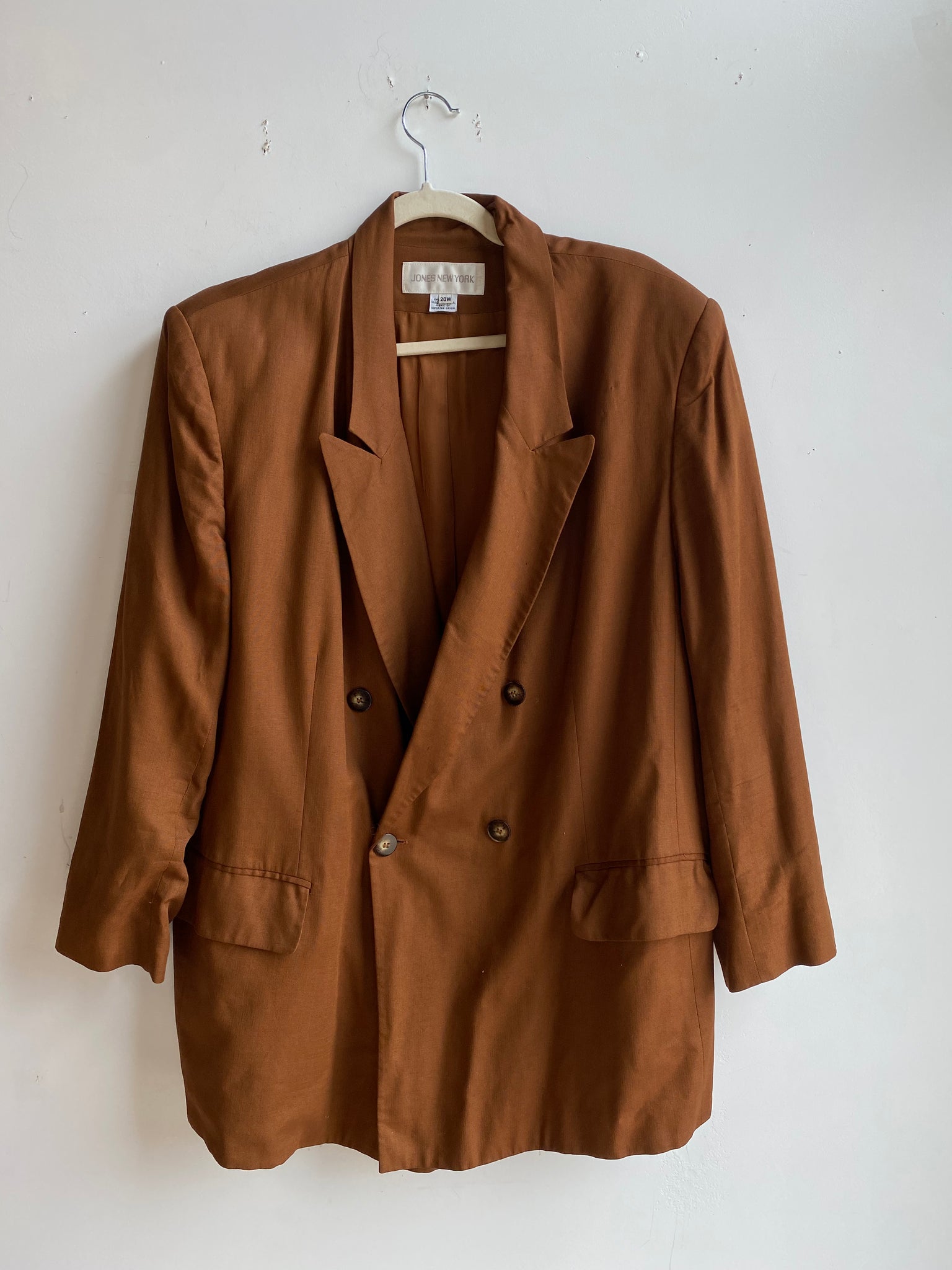 90s Ocher Double Breasted Suit Coat