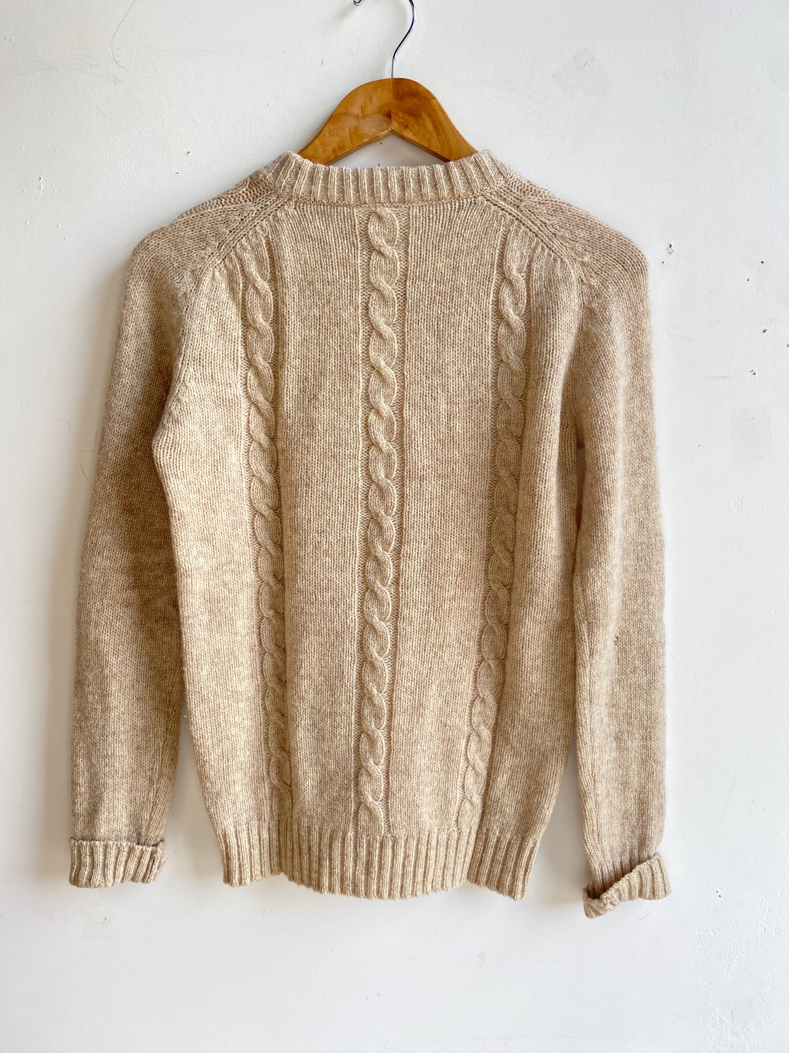 60s Beige Wool Knit Pull Over