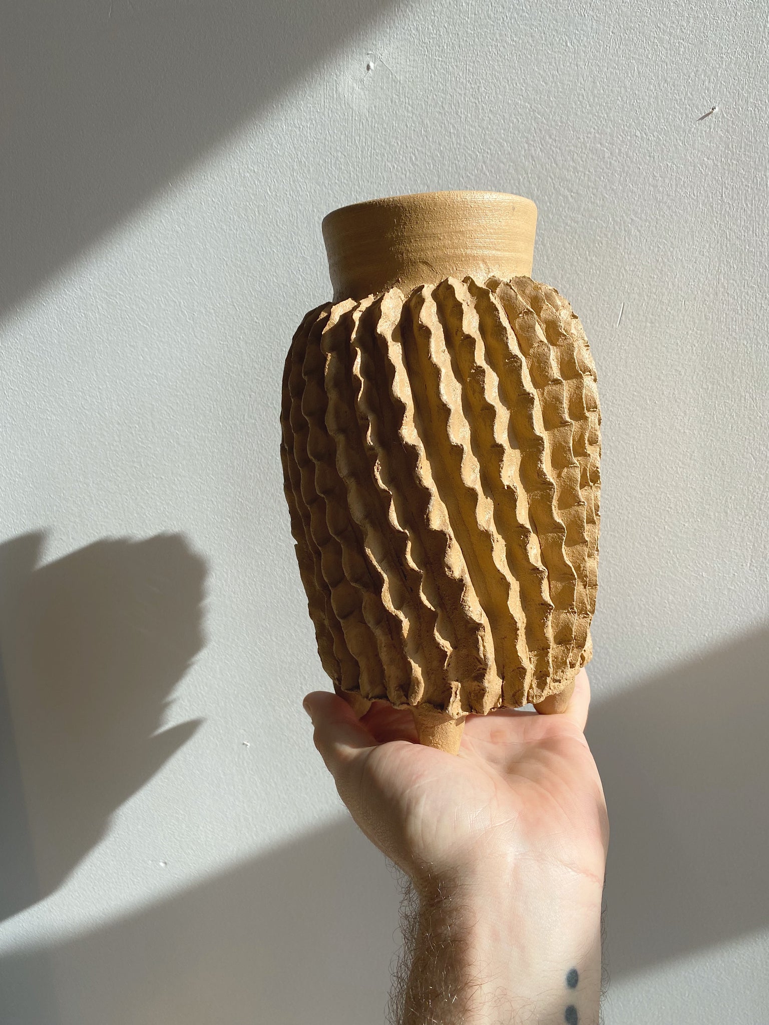 Handmade Barrel Cactus Clay Planter/Sculpture