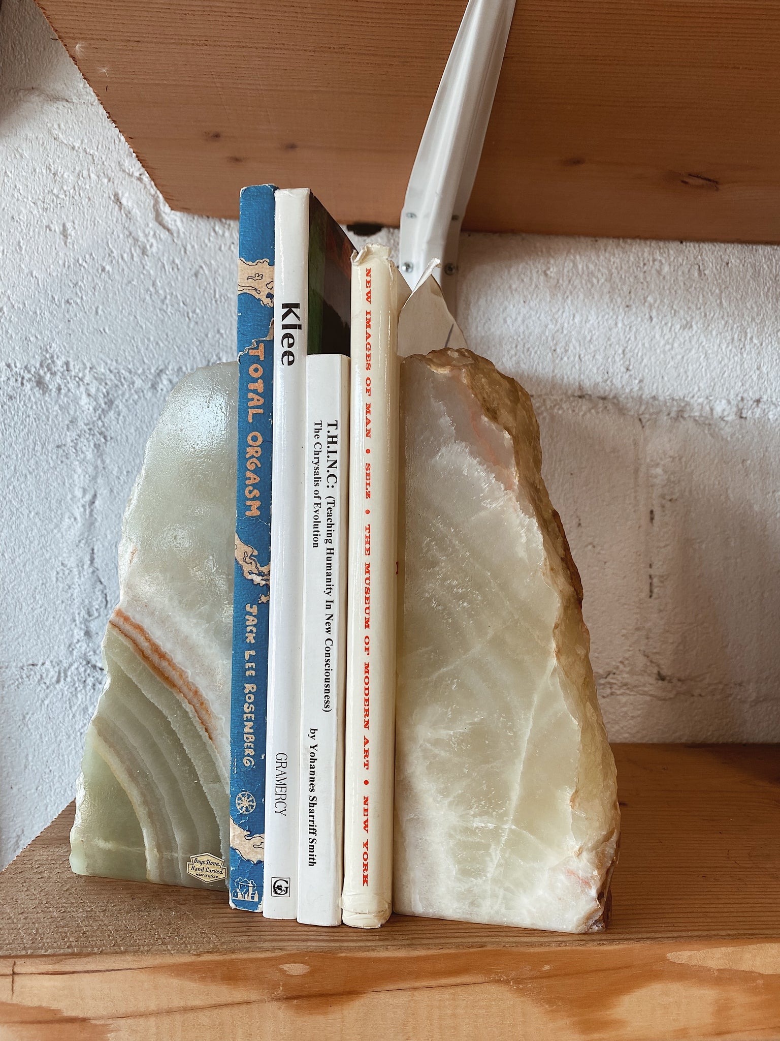 Vintage Carved Onyx Stone Bookend Set