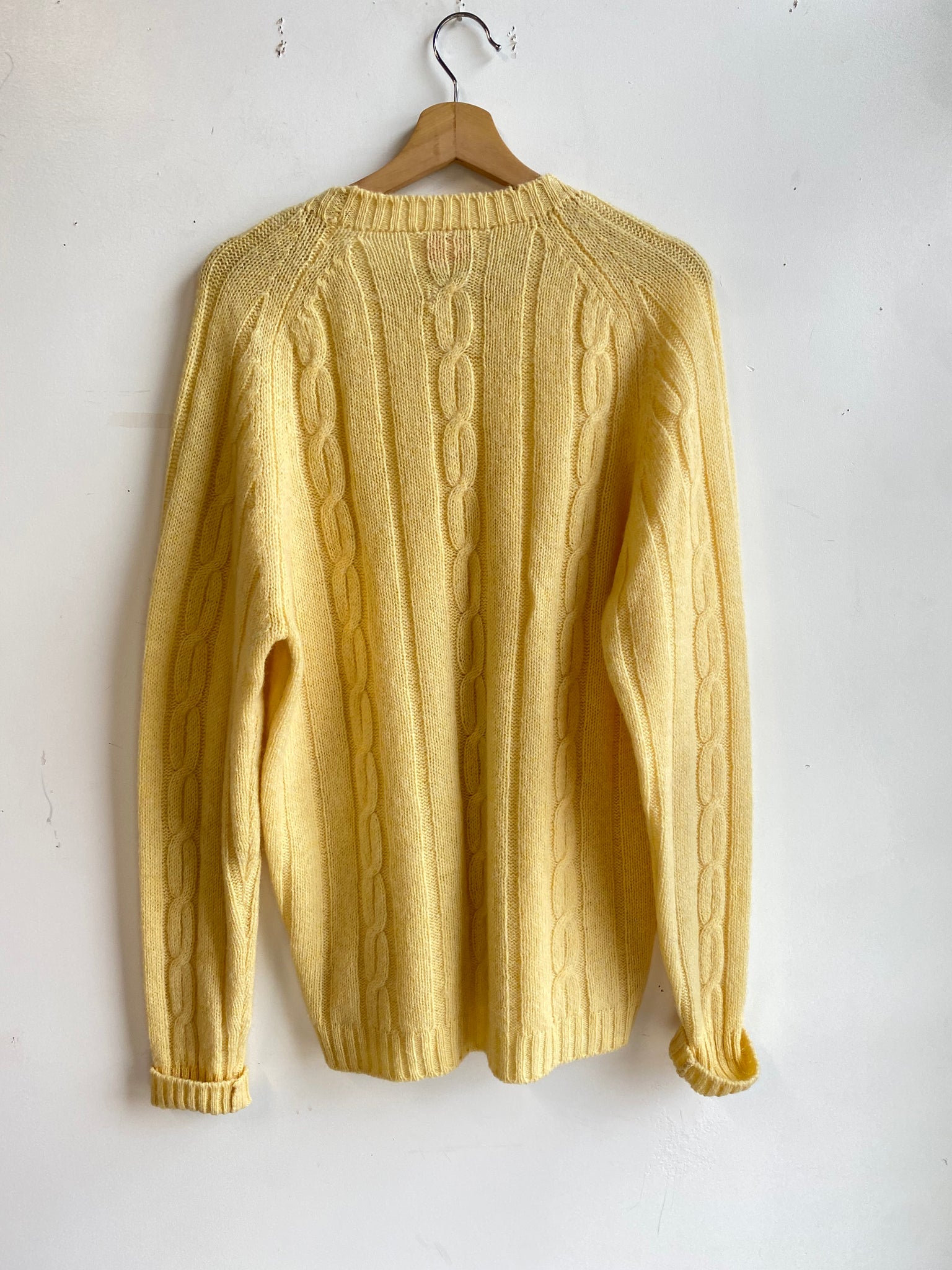 Buttery Yellow Shetland Wool Knit Sweater