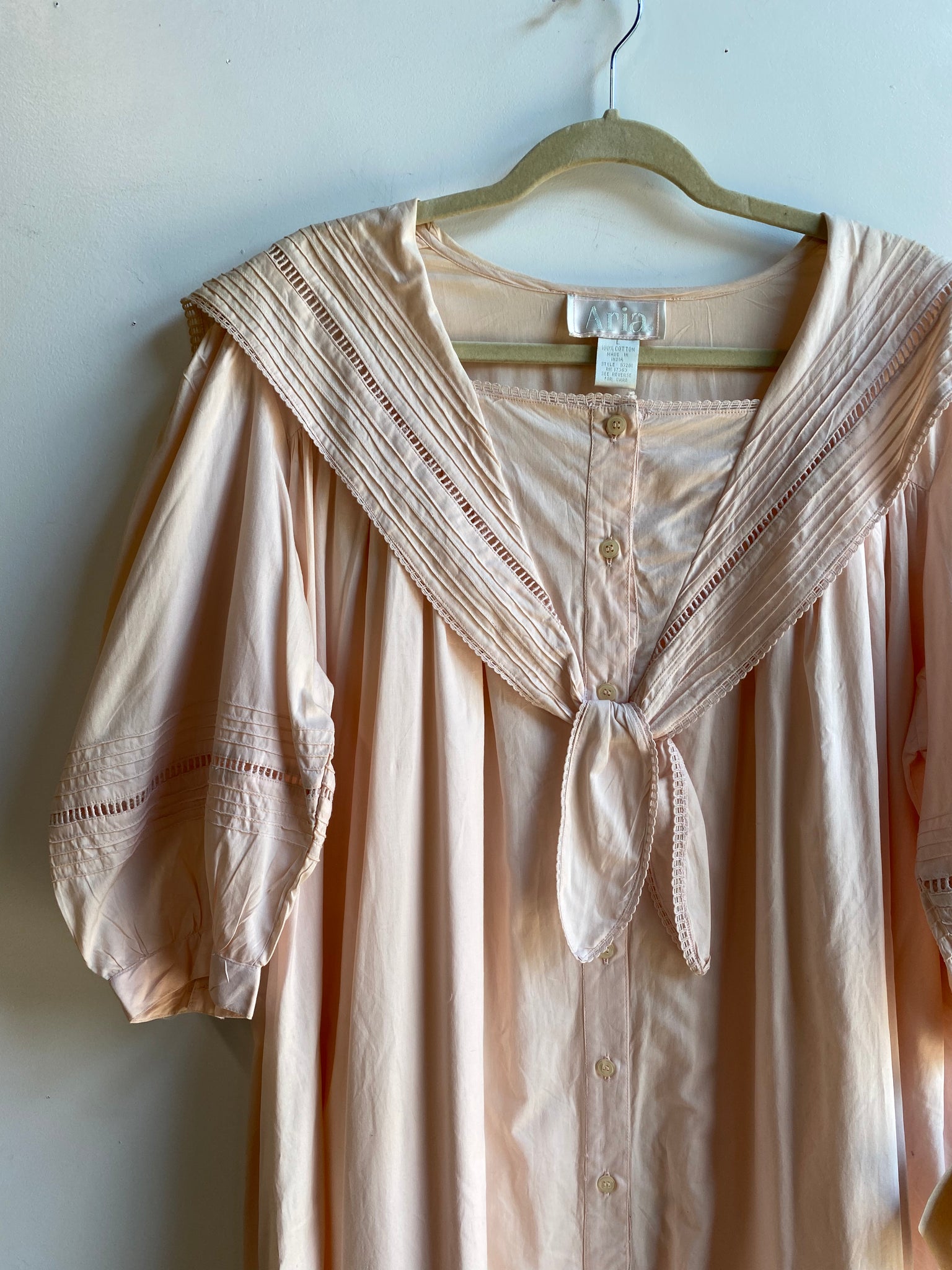 Deadstock "Aria" 1980s does 1920s Pouf Sleeve Pale Pink Dress