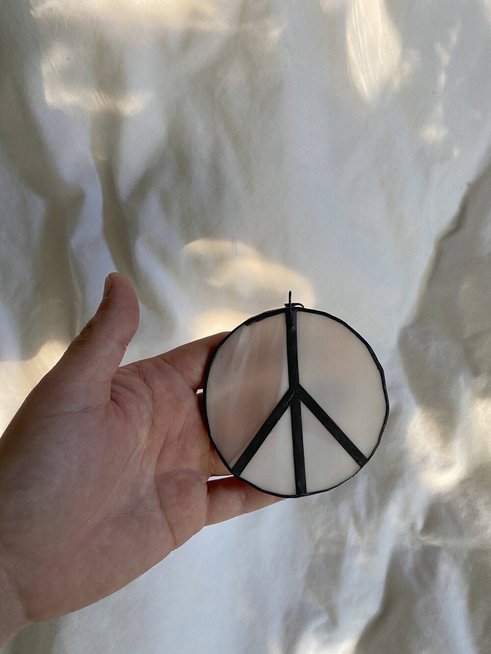 Handmade Peace Sign Stained Glass Hanging