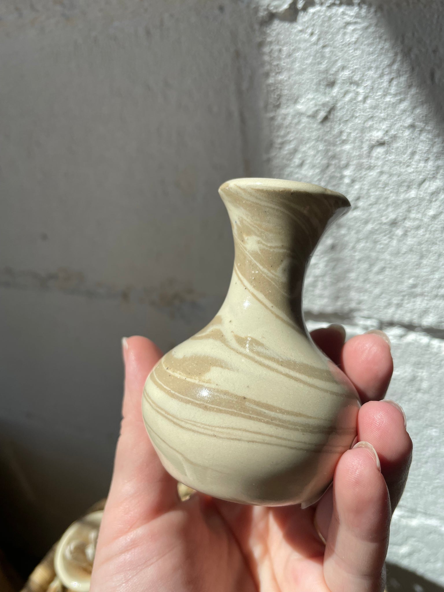 Handmade Striated Tiny Pottery Vase Incense Holder