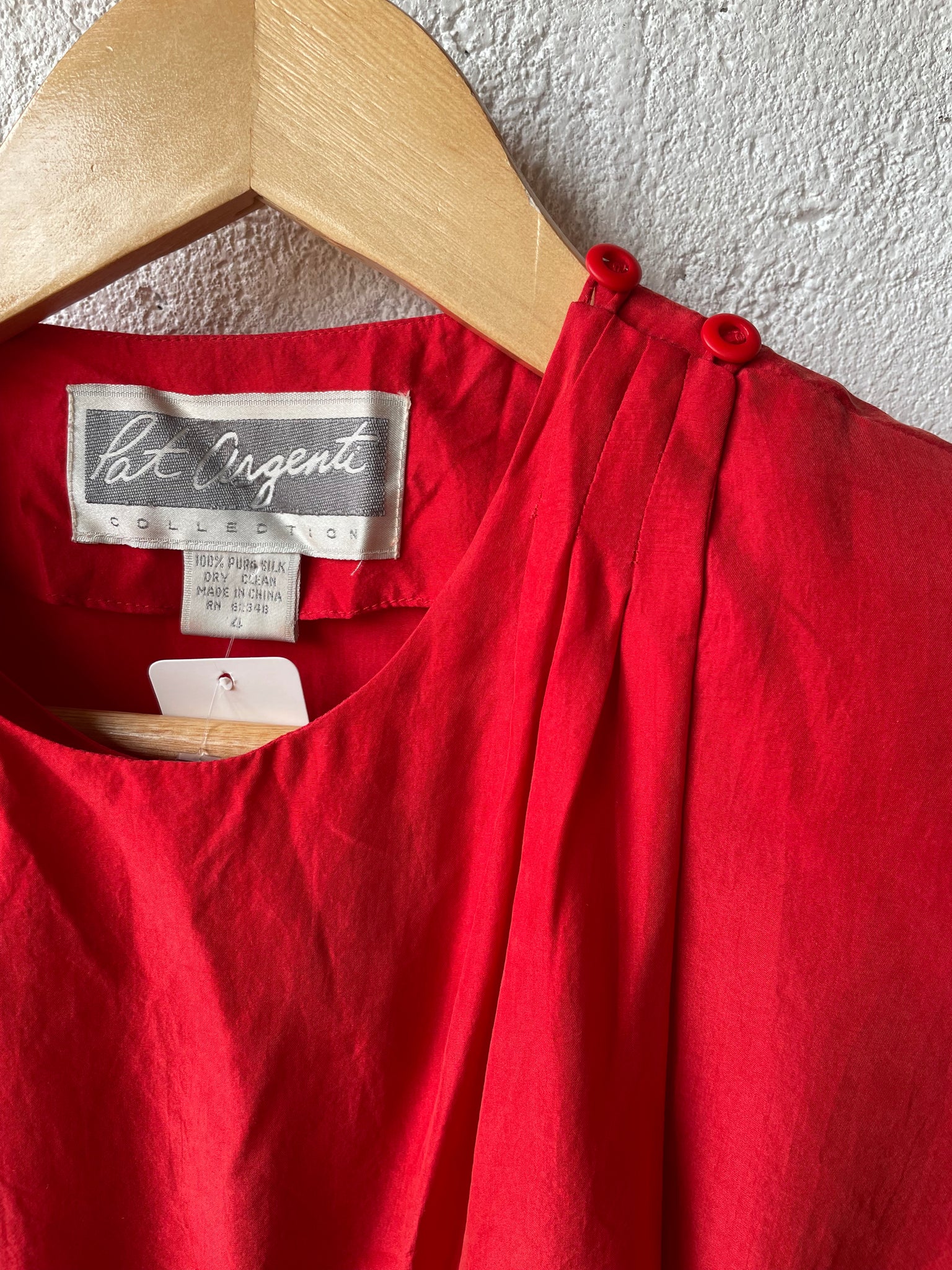 Vintage Red 100% Silk Dress