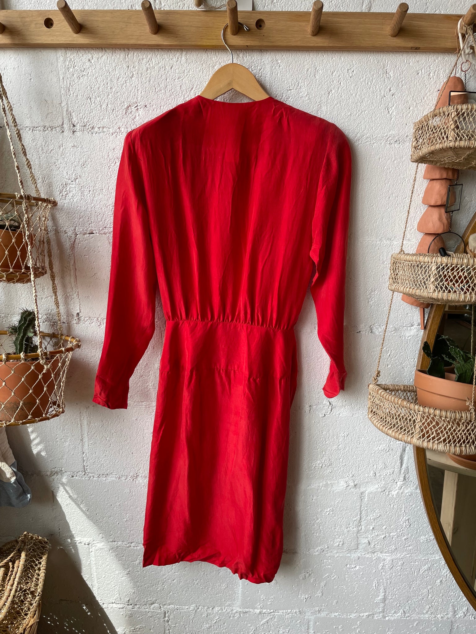 Vintage Red 100% Silk Dress