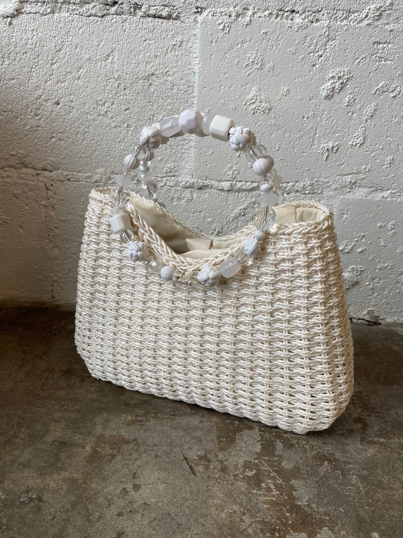 Y2K Woven Purse with Beaded Handle
