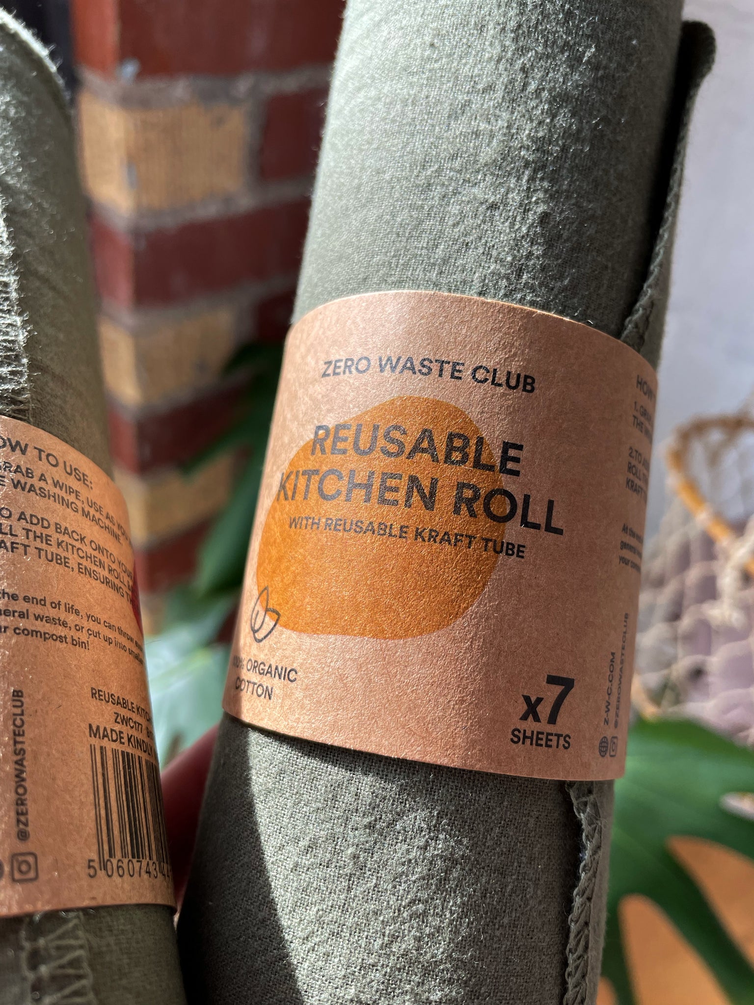 Organic Cotton Reusable Kitchen Roll - with Reusable Tube