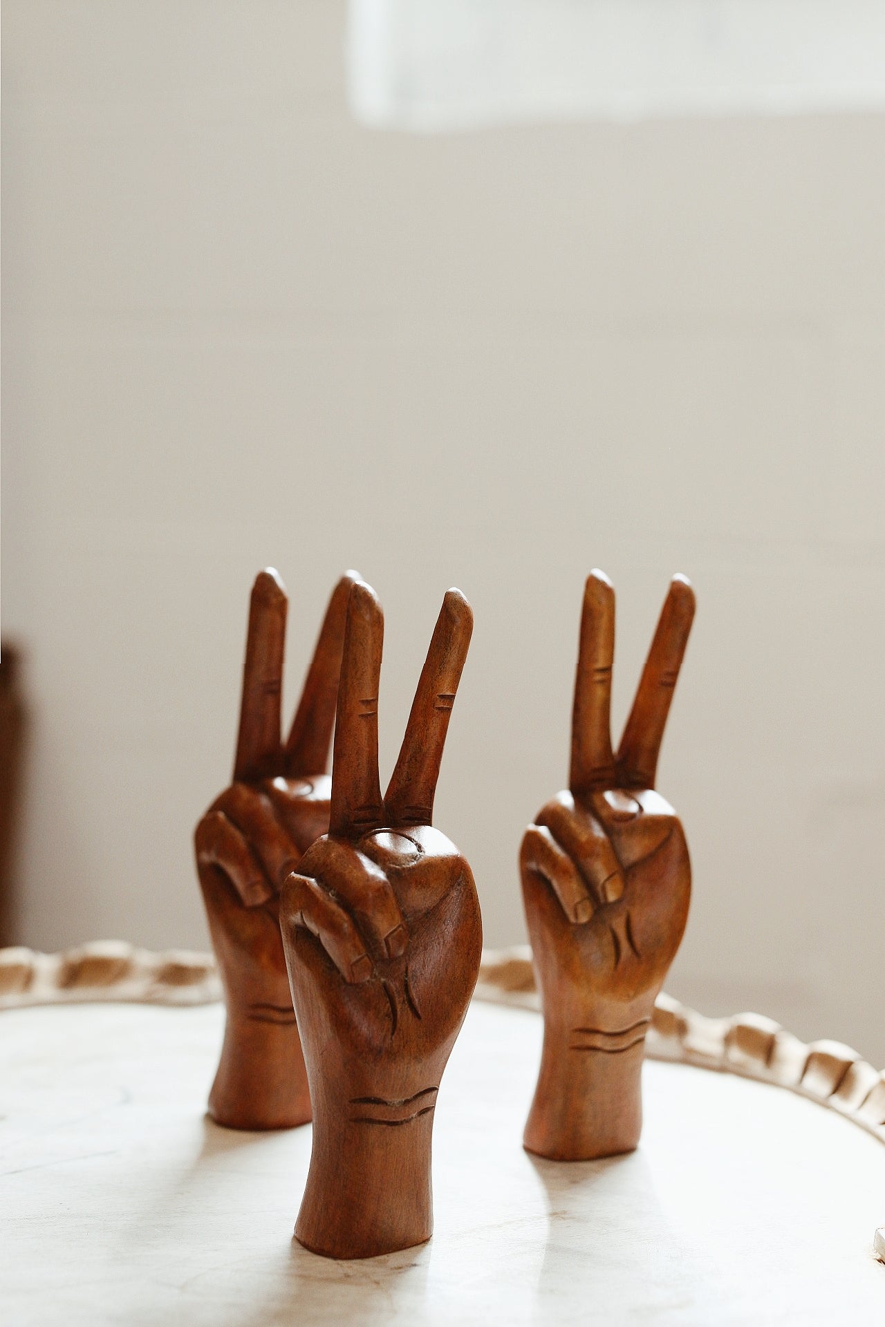 Handmade Wood Peace Sign Hand