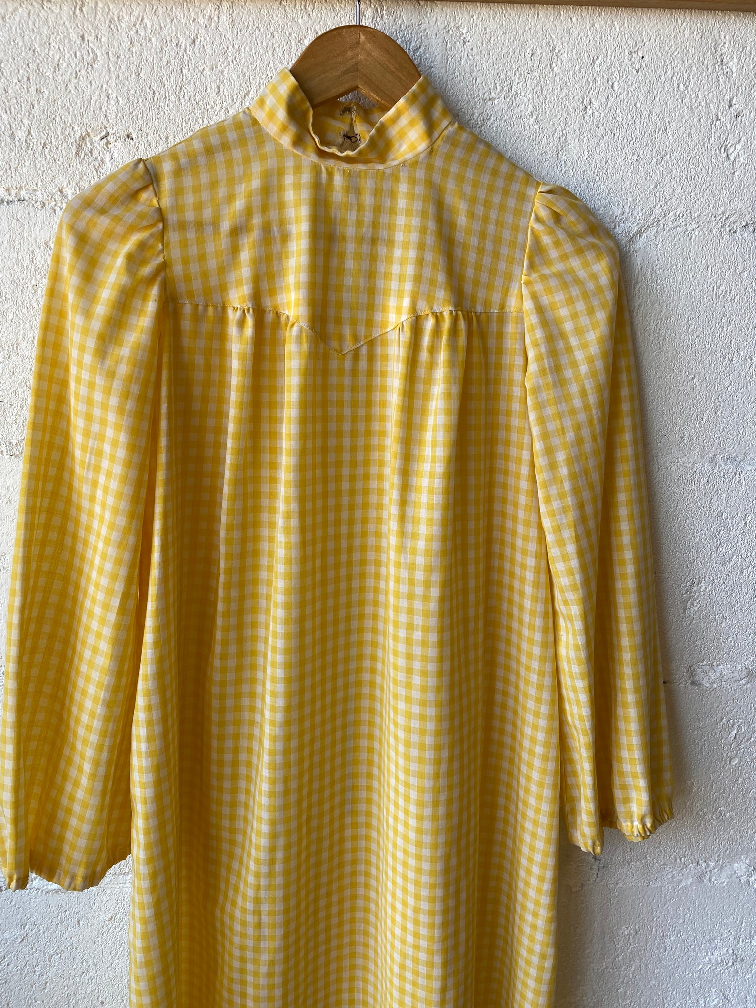 Vintage Handmade Yellow Gingham Prairie Dress