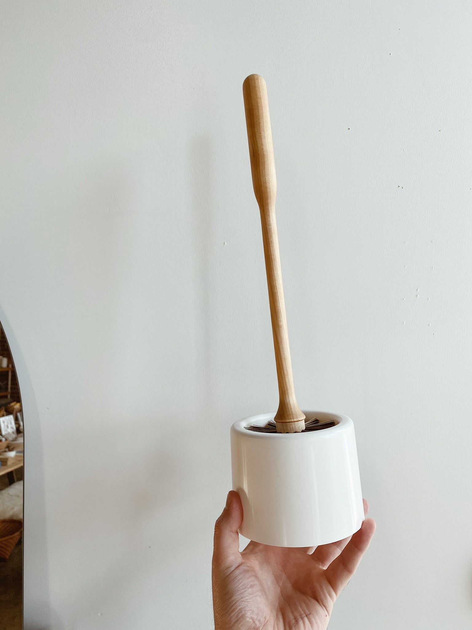 Wooden Toilet Brush and Plastic Cup