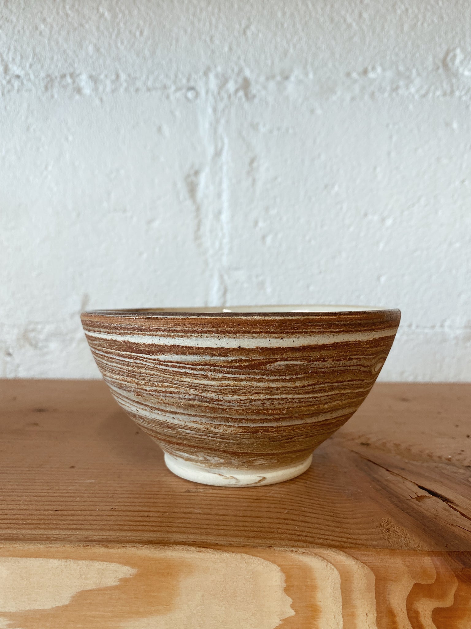 Handmade Striated Pottery Catch All Bowl