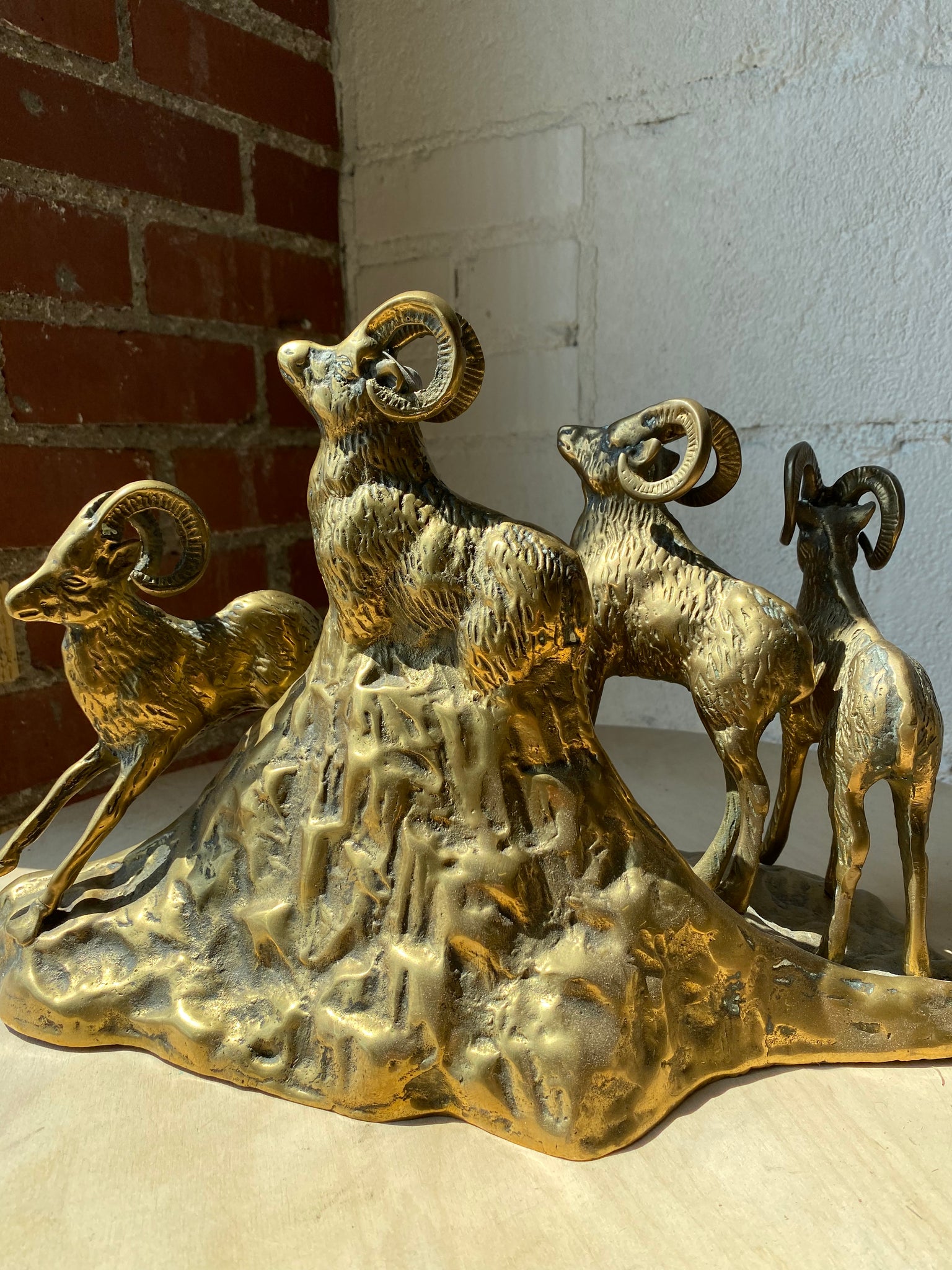 Brass Mountain Goat Sculpture