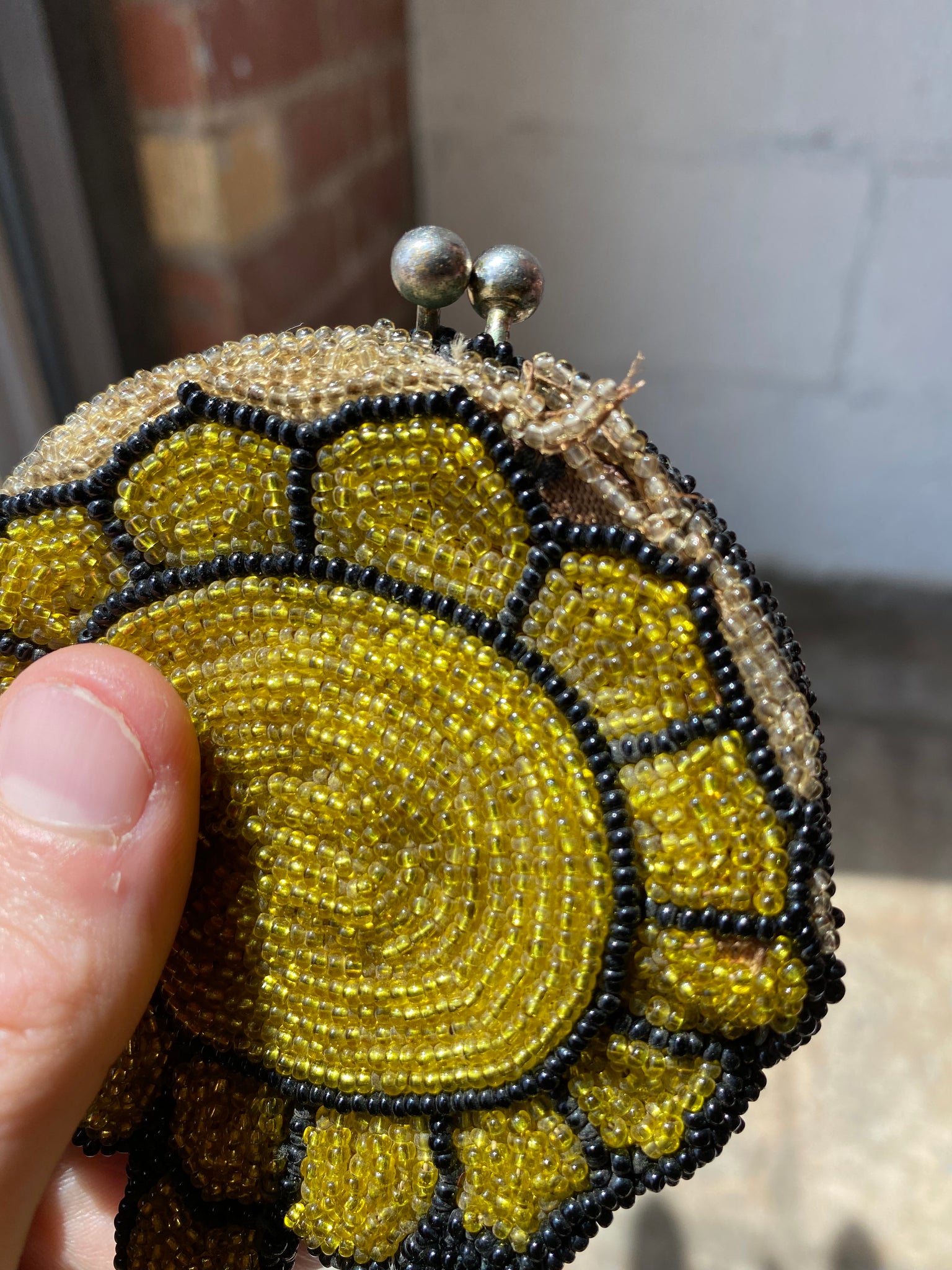 Antique Beaded Turtle Coin Purse
