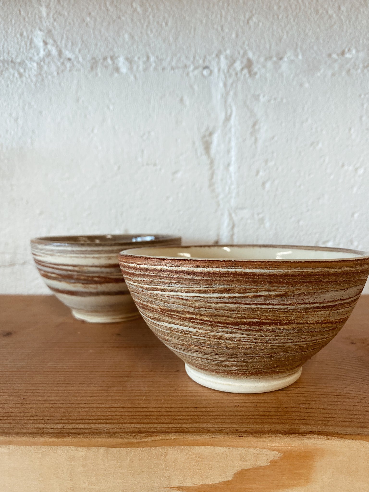 Handmade Striated Pottery Catch All Bowl